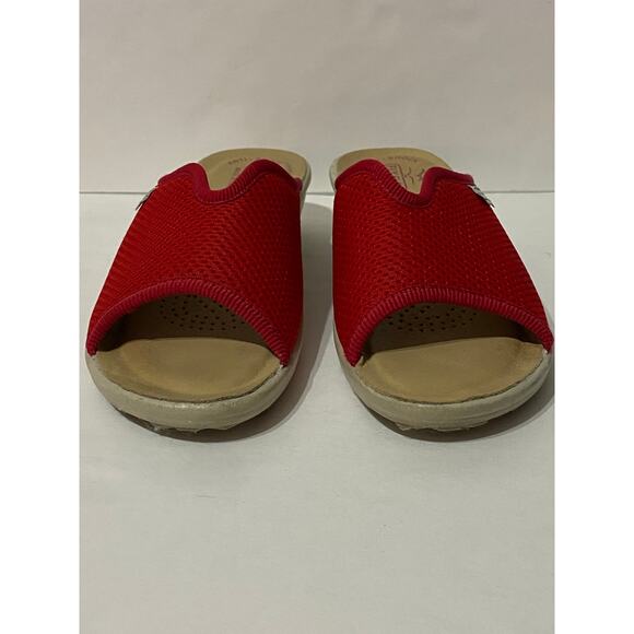 FLY FLOT Red Cloth Slipper Sandal Stretch Mesh Upper Rosso EU 38 US 7.5 Comfort - Picture 4 of 6